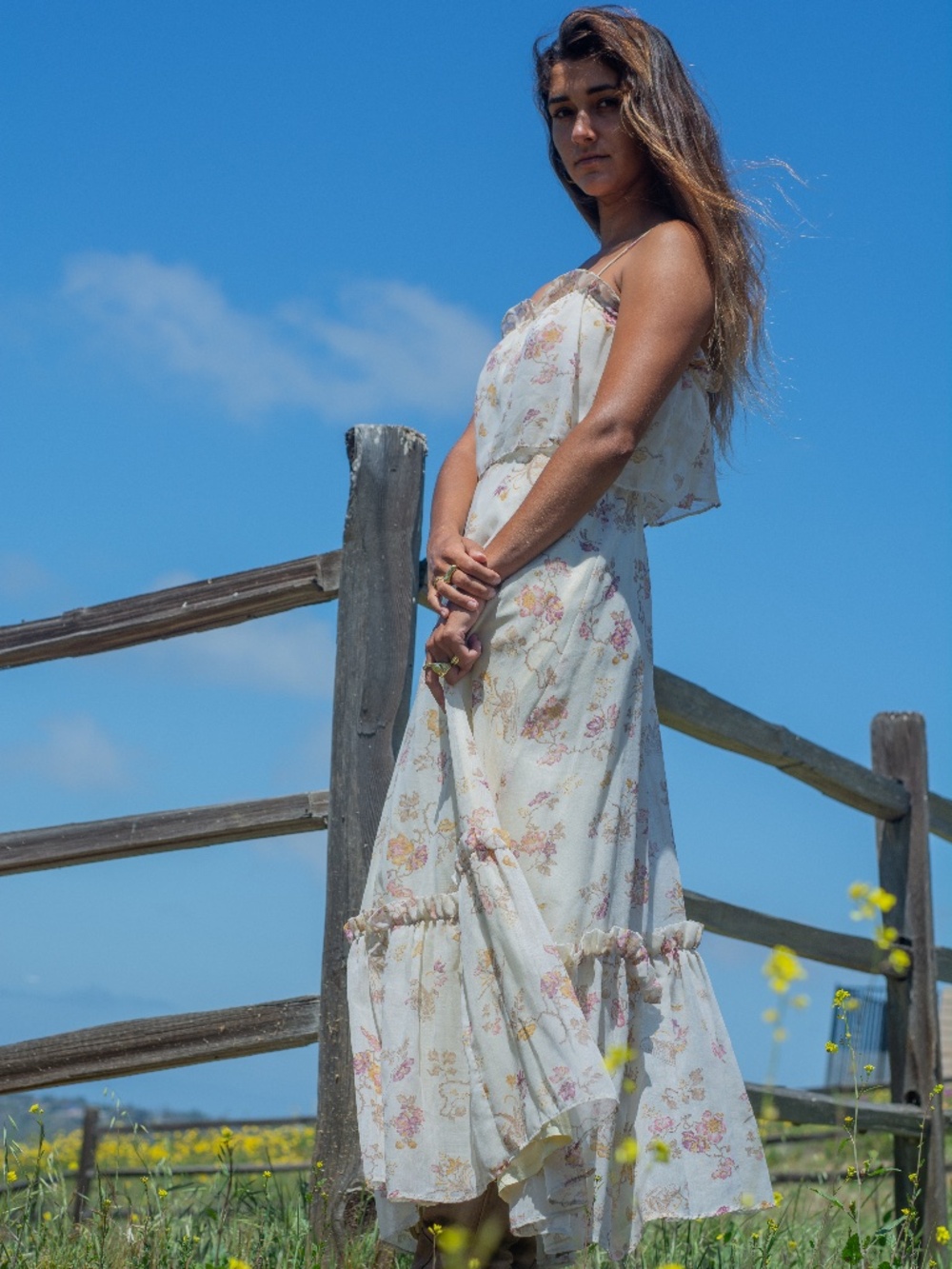 Vintage Cream Floral Dress